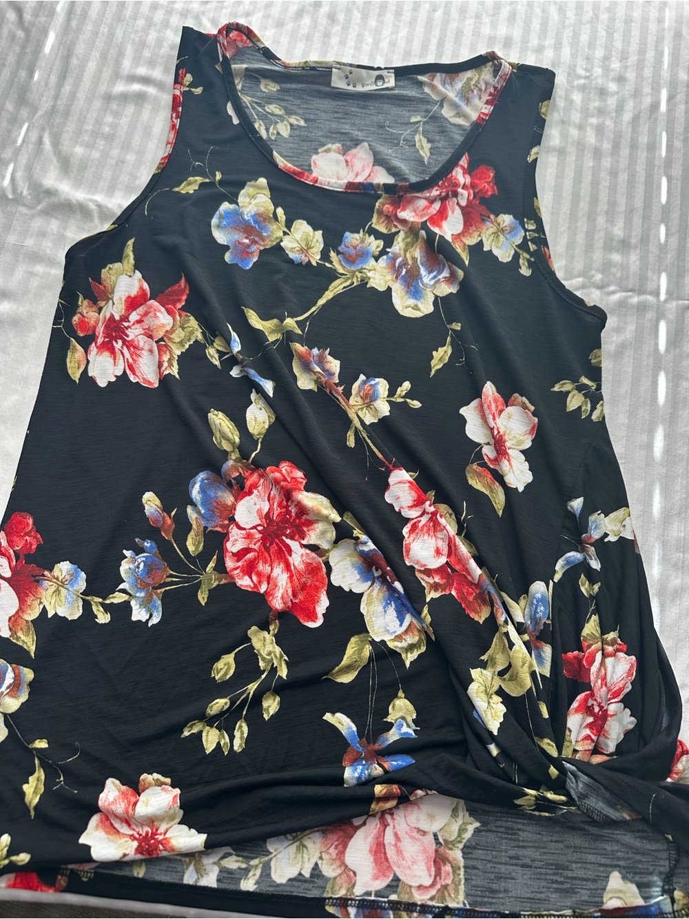 Gorilla Cat Floral Sleeveless Top Size XS/S 14” P2P